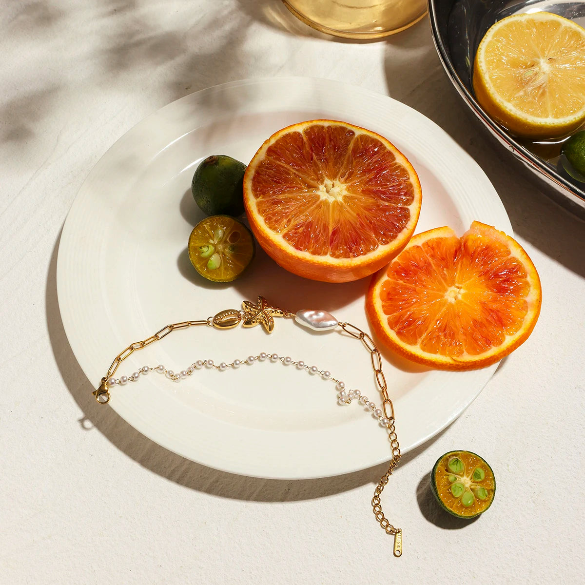 Summer Holiday Multi-layer Bracelet Stainless Steel Irregular Imitation Pearl Textured Starfish Bracelet