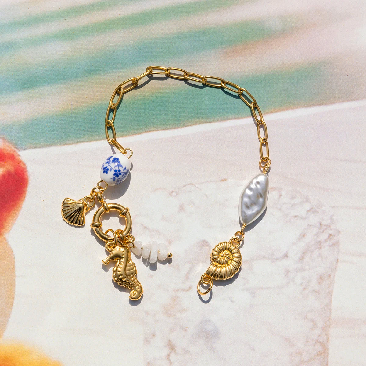 Ocean Shells Pearl Charm Bracelet