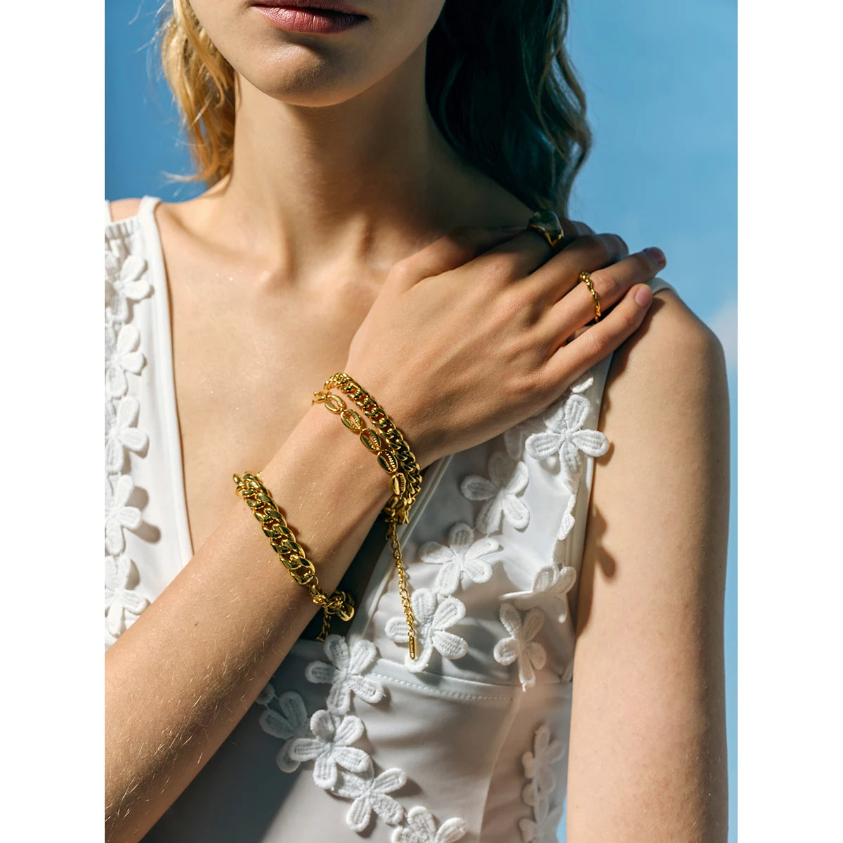 Stainless Steel Hollow Shell Gold Color Bracelet
