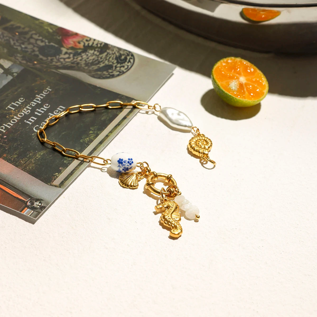Ocean Shells Pearl Charm Bracelet