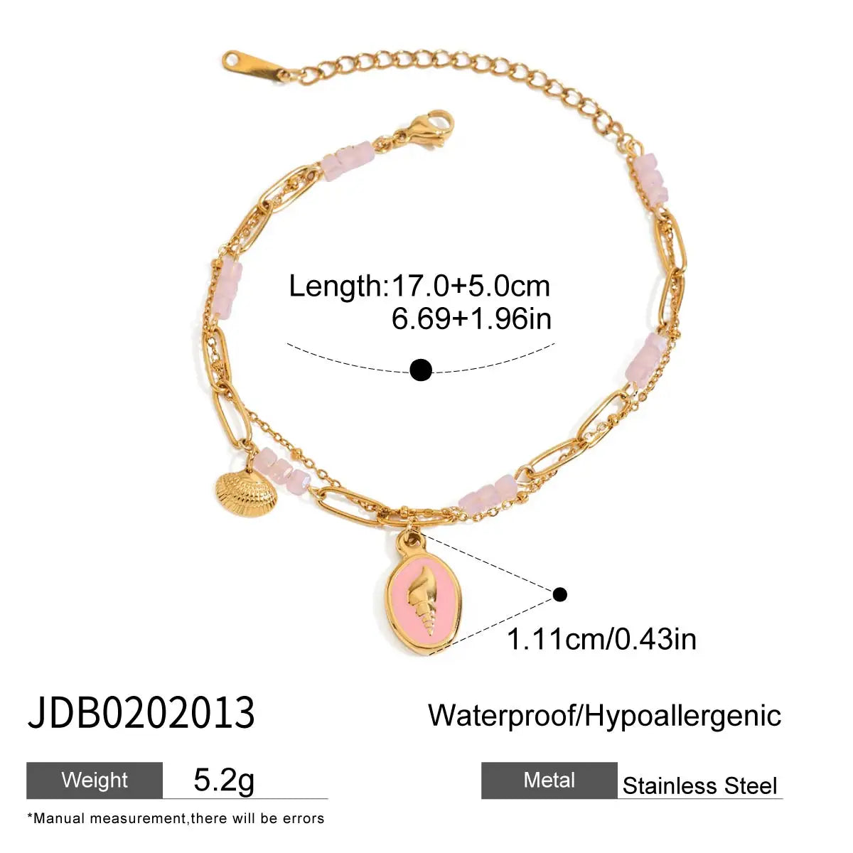 l Crystal Pink Conch Shell Multi-layer Bracelet