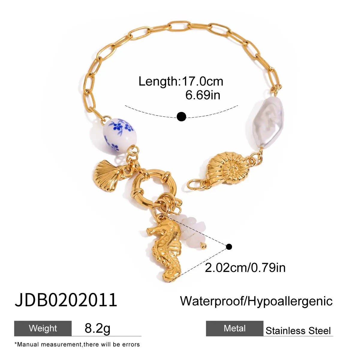 Ocean Shells Pearl Charm Bracelet