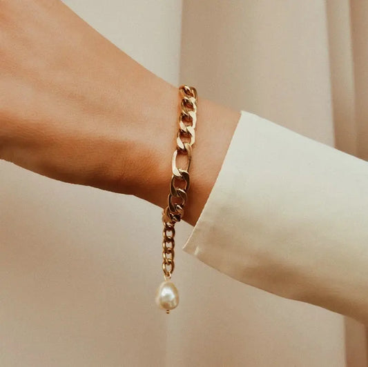 18k Gold Plated Stainless Steel Figaro Chain Bracelets