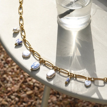 Ceramic Pearl pendant Waist Belly Chain - Belle Fleur Jewels
