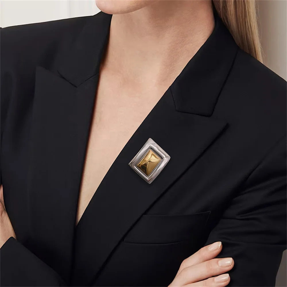 Elegant Shine: 18K Gold-Plated Geometric Brooch by Belle Fleur Jewels - Belle Fleur Jewels
