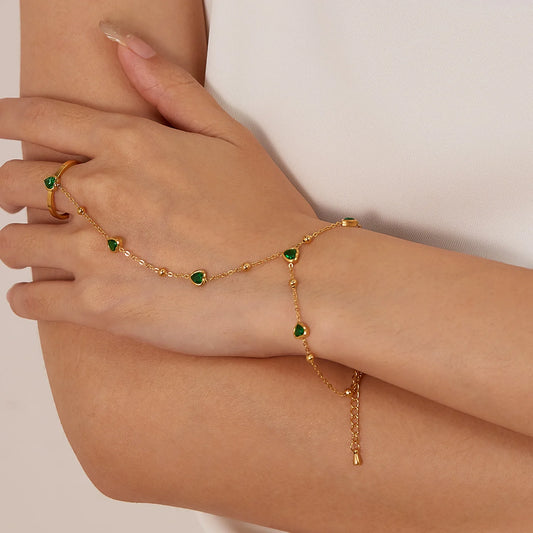 Green Zirconia Finger Bracelet For Women
