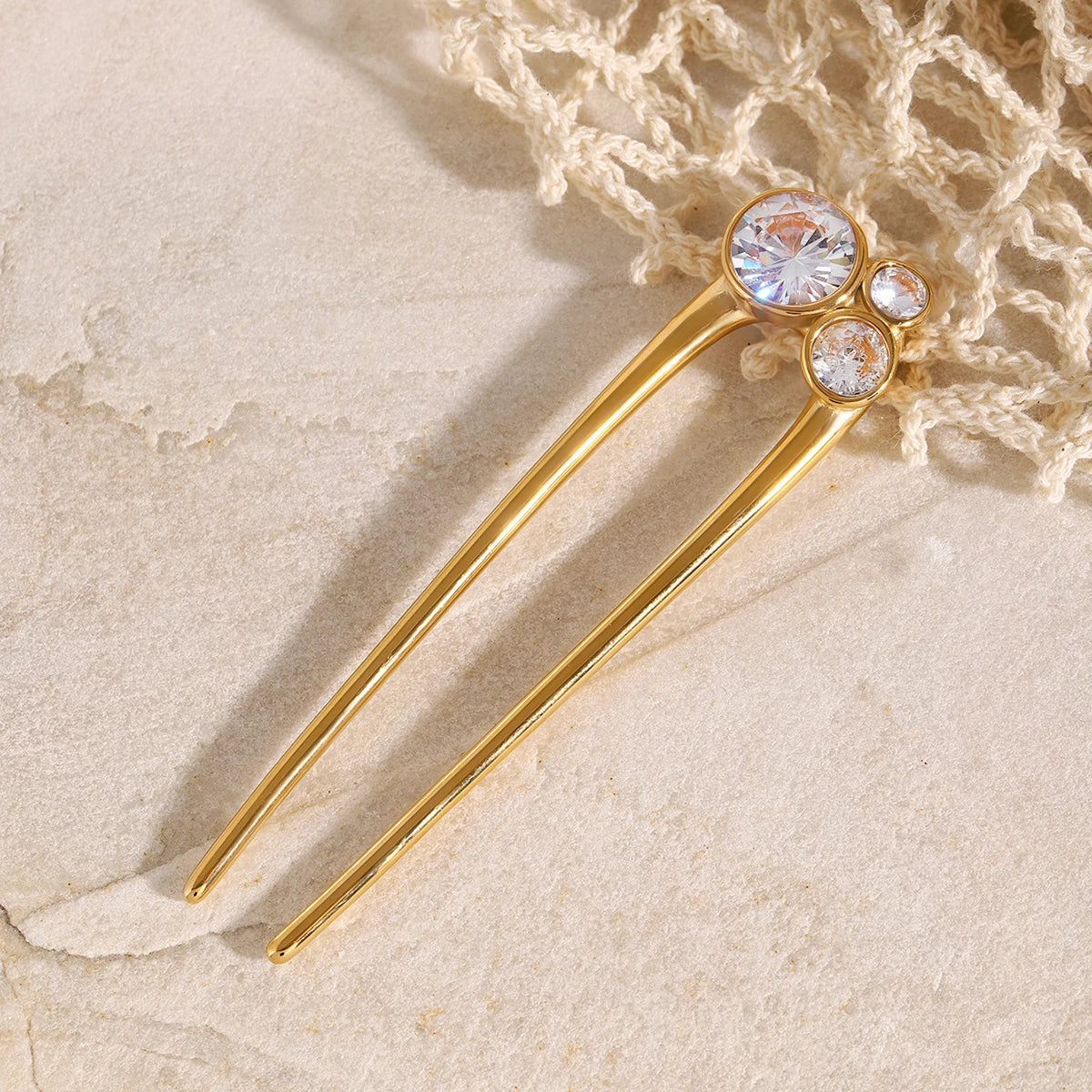 Cubic Zirconia Glossy Metal Hair Clip Hair - Belle Fleur Jewels