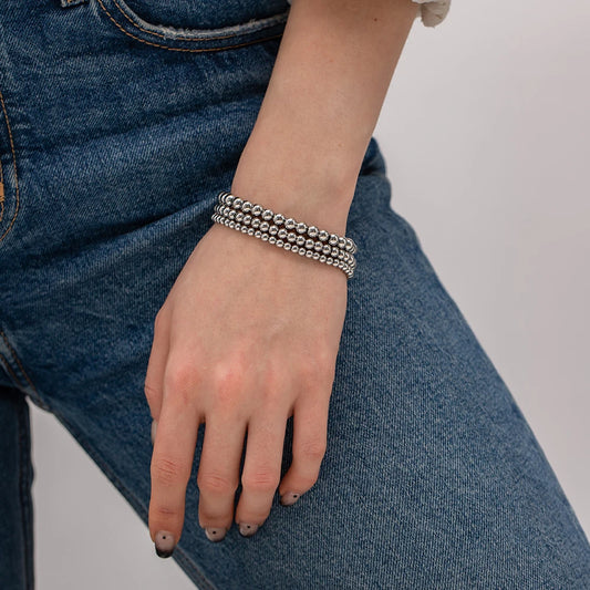 Gold Tone Stainless Steel Bead Bracelet