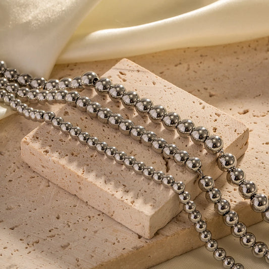 Gold Tone Stainless Steel Bead Bracelet
