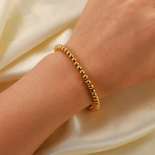 Stainless Steel Gold Silver Steel Bead Ball Bracelet