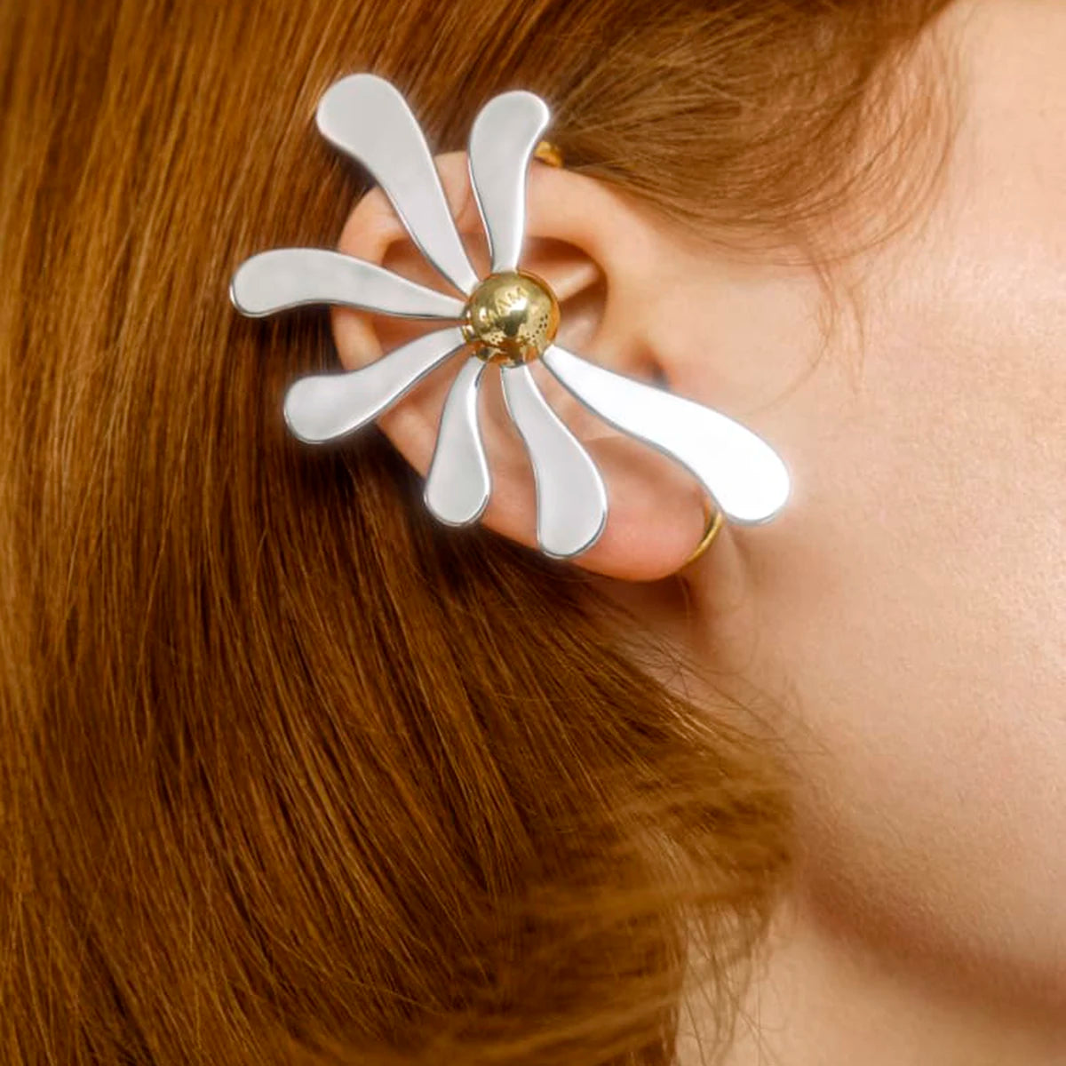 Gold and Silver Colour blocking Daisy Earrings Golden Flower Stud Earrings - Belle Fleur Jewels